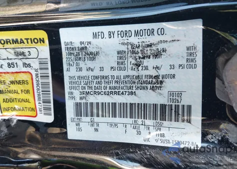 2024 Ford Bronco Sport Outer Banks from USA, damaged, VIN 3FMCR9C62RRE47381